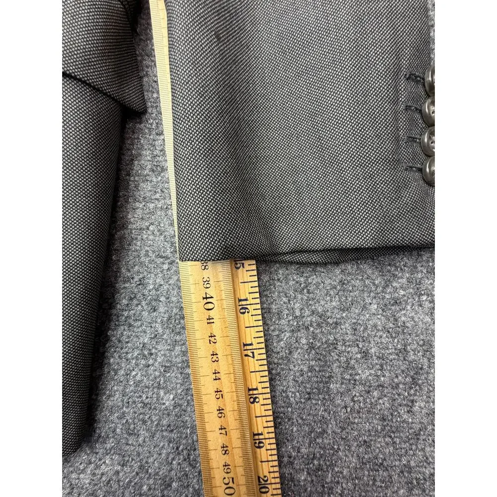 Hickey Freeman 44L Loro Piana Super 120s Wool Sport Coat Gray Made USA